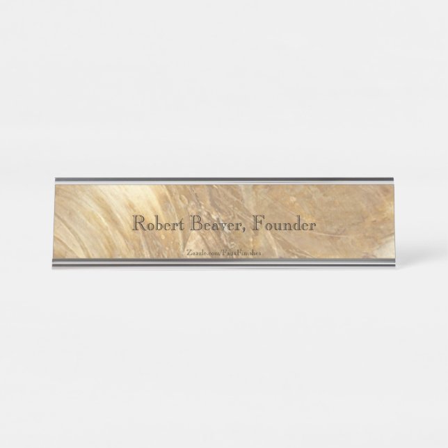 Creme Marble Desk Name Plate (Front)