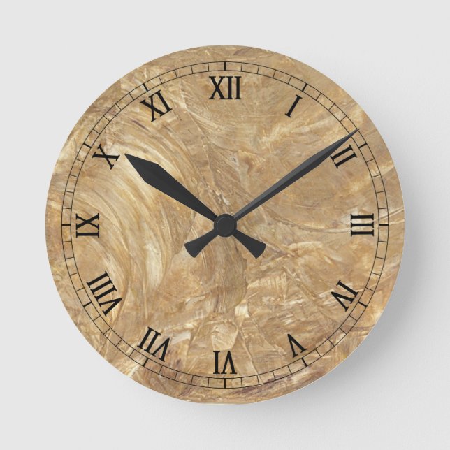 Creme Marble Faux Finish Round Clock (Front)