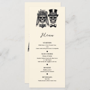 Crème noir & or Vintage squelette Mariage Menu