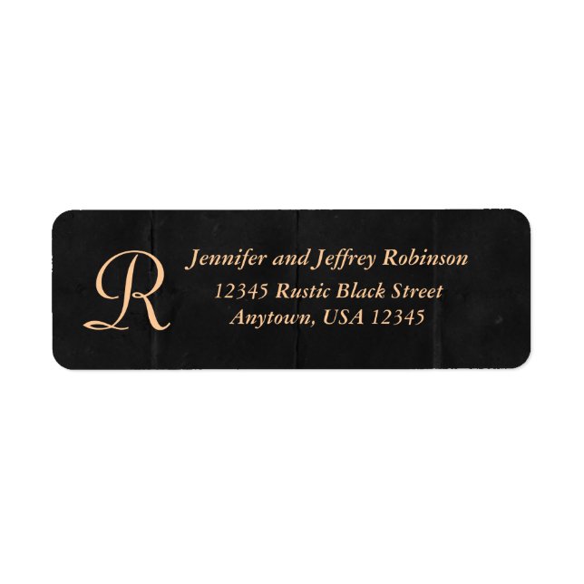 Crème/Noir rustique Nom et Monogramme Étiquette de (Devant)