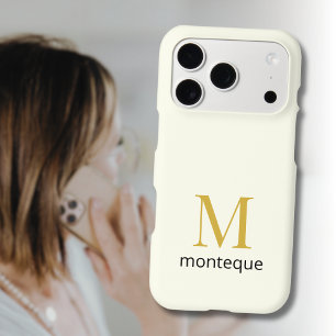 Crème Or Monogramme Nom Personnalisé Cadeau Luxe