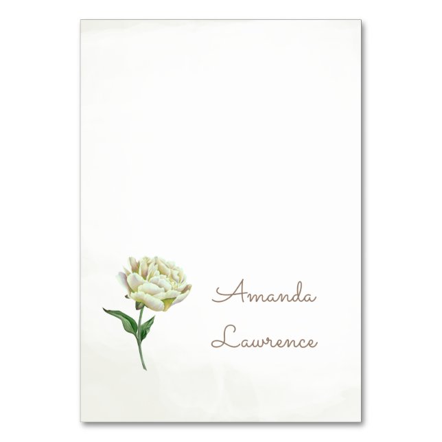 Crème Peony Aquarelle Personnalisée Cartes de Lieu (Par défaut)