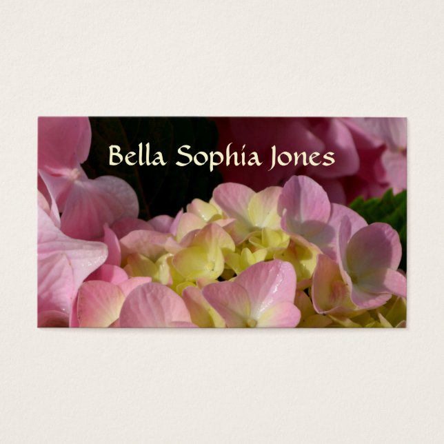 Crème rose Hydrangeas jaune rose vert floral (Devant)