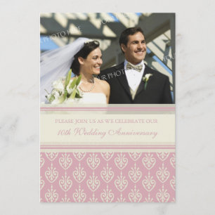 Crème rose Photo Invitation du 10e anniversaire de