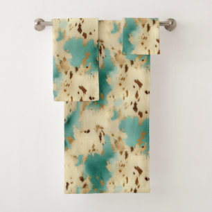 Crème Turquoise Gold Southwest Cowhide
