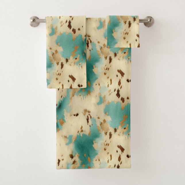 Crème Turquoise Gold Southwest Cowhide (En situation)