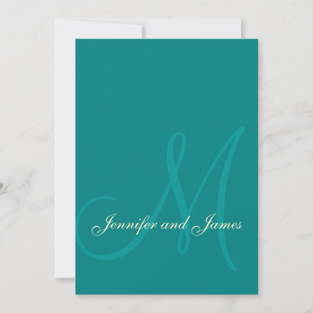 Crème turquoise Invitations de mariage modernes (Devant)
