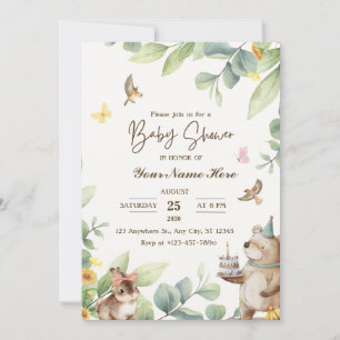 Crème Vert Aquarelle Bébé Douche Invitations