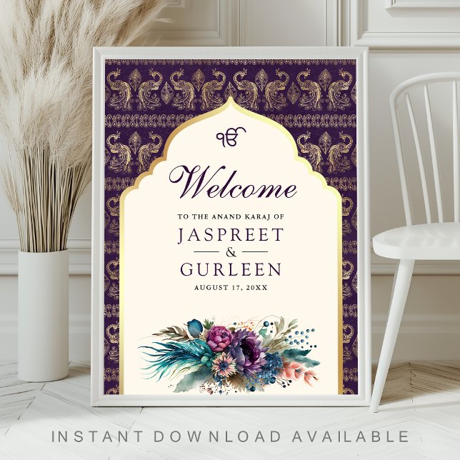 Crème violette Anand Karaj Affiche de bienvenue Ma (Créateur téléchargé)