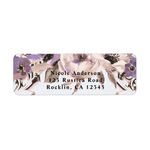 Crème Violette Élégante Fleurs Botaniques Mariage
