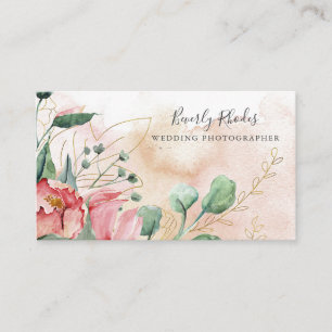 Creme Watercolor Roses Business Card