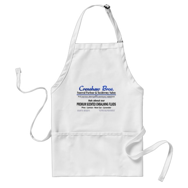 Crenshaw Bros Scented Embalming Fluid Promo Standard Apron (Front)