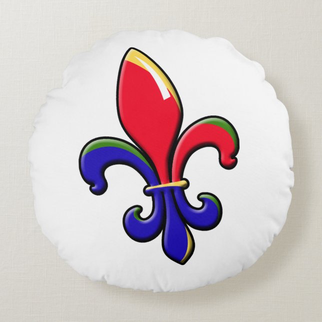 Creole Fleur de Lis Round Pillow (Front)