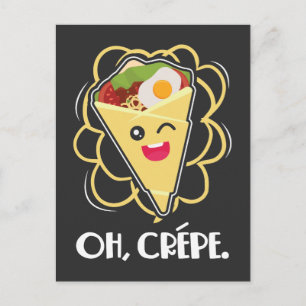 Crepe Dessert Funny France Food Pun Postcard