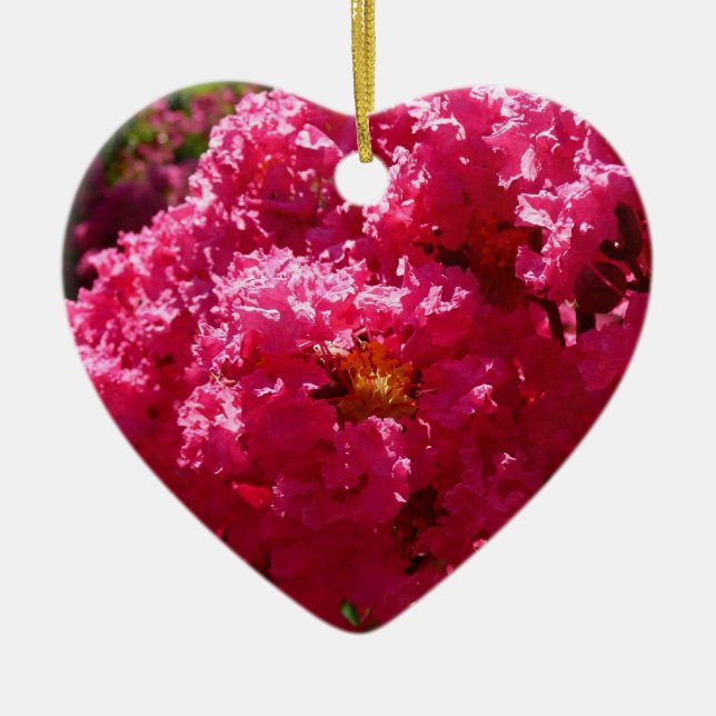 Crepe Myrtle Tree Magenta Floral Ceramic Ornament (Front)
