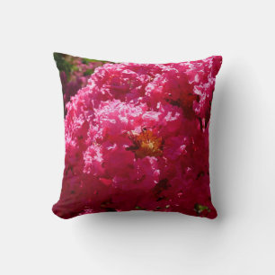 Crepe Myrtle Tree Magenta Floral Throw Pillow