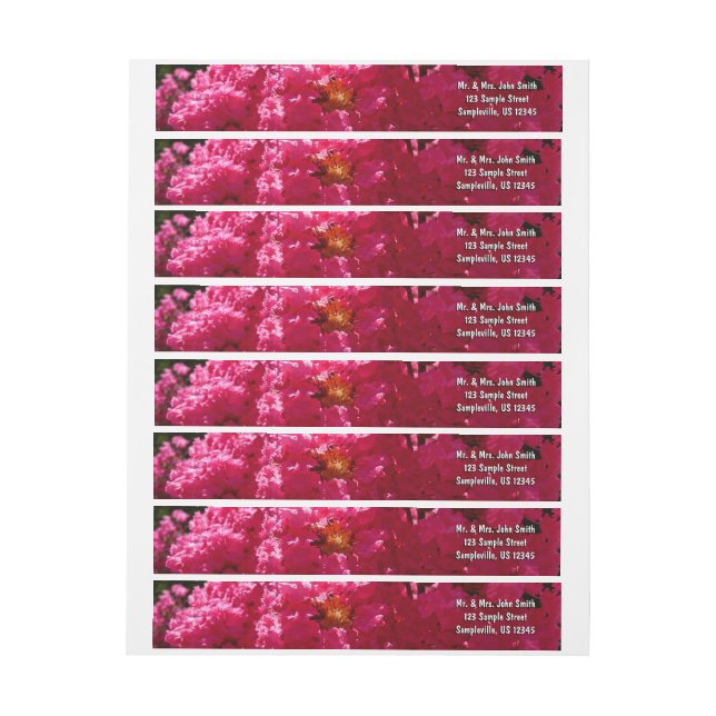 Crepe Myrtle Tree Magenta Floral Wrap Around Label (Sheet)