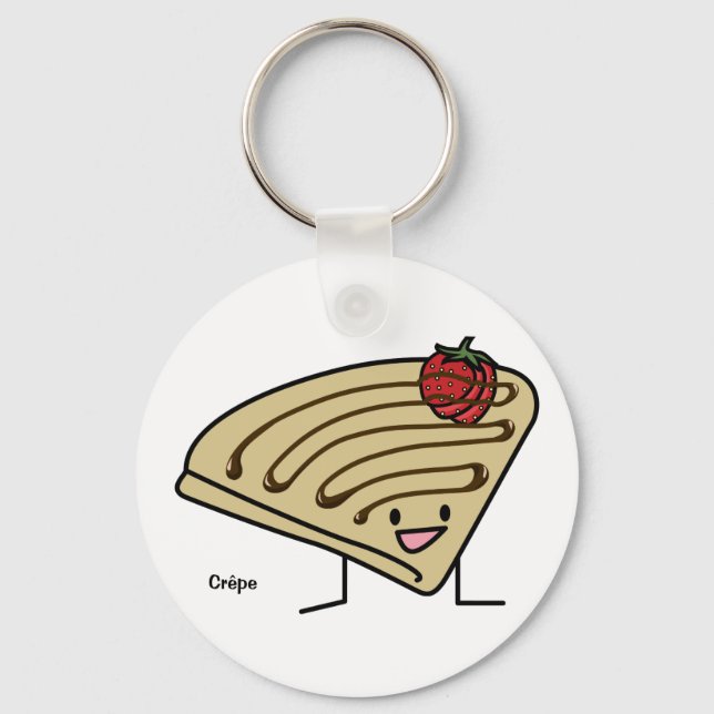 Crepe pasty Strawberry dessert chocolate French Keychain (Front)