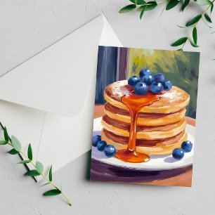 Crêpes aux myrtilles Carte de peinture à l'huile