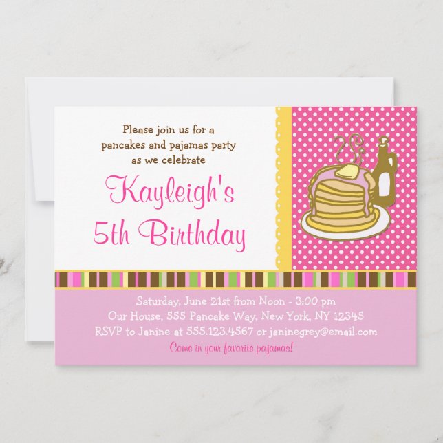 Crêpes et invitations d'anniversaire de fille de (Devant)
