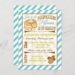 Crêpes et pyjamas Invitations de fête d'anniversai