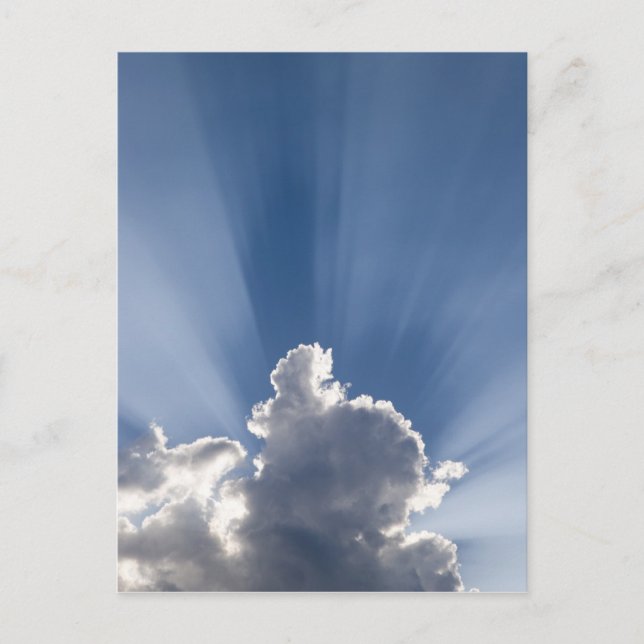 Crepuscular or God's rays streak past cloud. Postcard (Front)