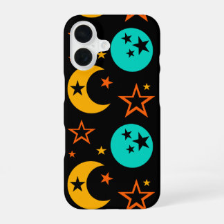 Crescent and Full Moon Stars Midnight iPhone 16 Case
