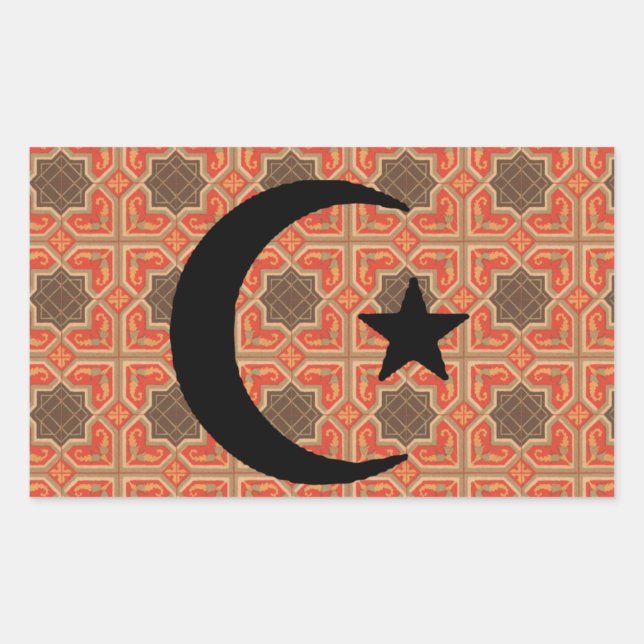 Crescent and Star with Persian Tile Background Sticker (Front)