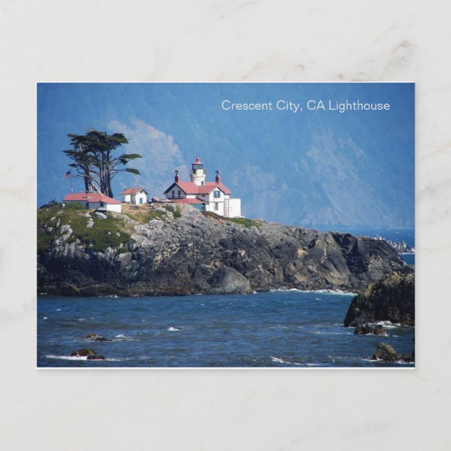 Crescent City, CA Lighthouse on a Postcard (Front)