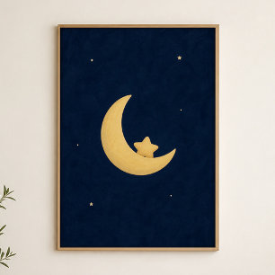 Crescent Cradle Watercolour Celestial Art Poster
