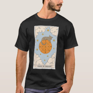 Crescent Fortune Wheel Cat Tarot Card Witchy Gothi T-Shirt
