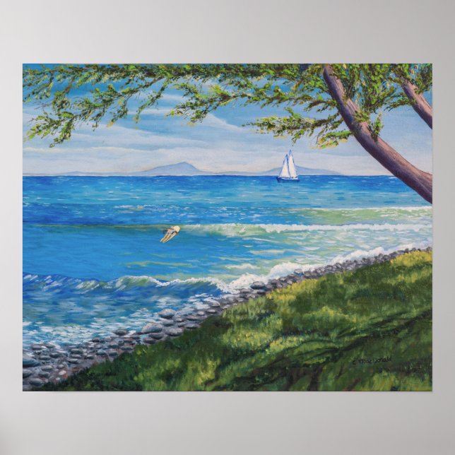 Crescent Head Beach Seascape Painting Poster (Front)