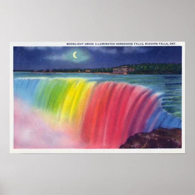 Crescent Moon above Illuminated Horseshow Poster (Front)