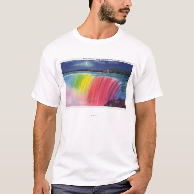 Crescent Moon above Illuminated Horseshow T-Shirt (Front)