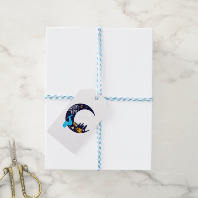 Crescent Moon Adventure Camping Gift Tags (With Twine)