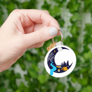 Crescent Moon Adventure Camping Keychain