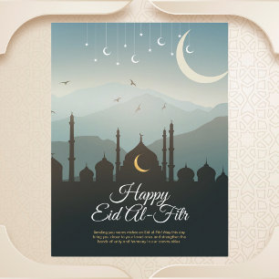 Crescent Moon and Mosque Eid al-Fitr Postcard