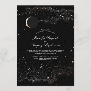 Crescent Moon and Night Stars Rehearsal Dinner Invitation