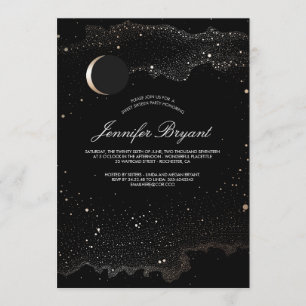 Crescent Moon and Night Stars Sweet 16 Invitation