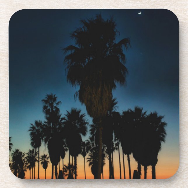 Crescent Moon And One Star On Sunset Coaster (Front)
