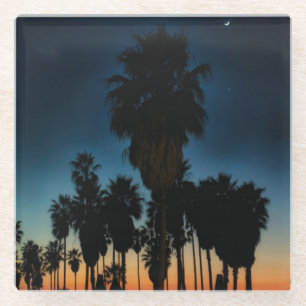 Crescent Moon And One Star On Sunset Glass Coaster
