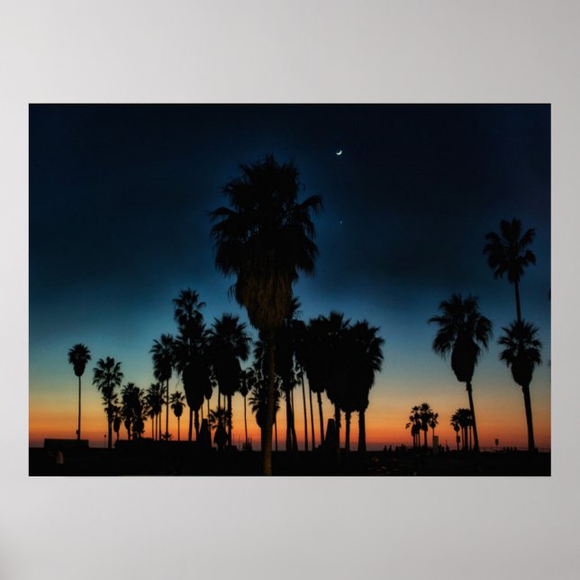 Crescent Moon And One Star On Sunset Poster (Front)