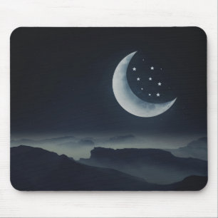 Crescent Moon and Stars Mouse Pad