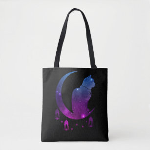 Crescent Moon Cat Mystical Pastel Goth Spiritual Tote Bag