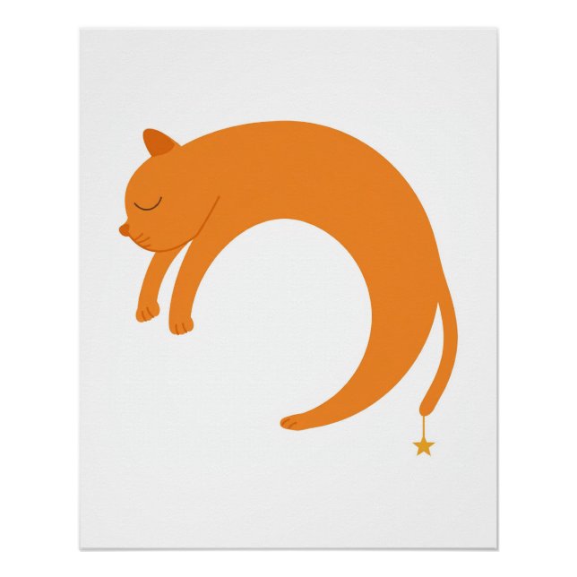 Crescent Moon Cat Stretch Star Poster (Front)