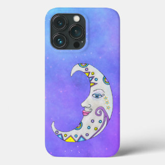 Crescent Moon Decorated with Colourful shapes Sky iPhone 13 Pro Case