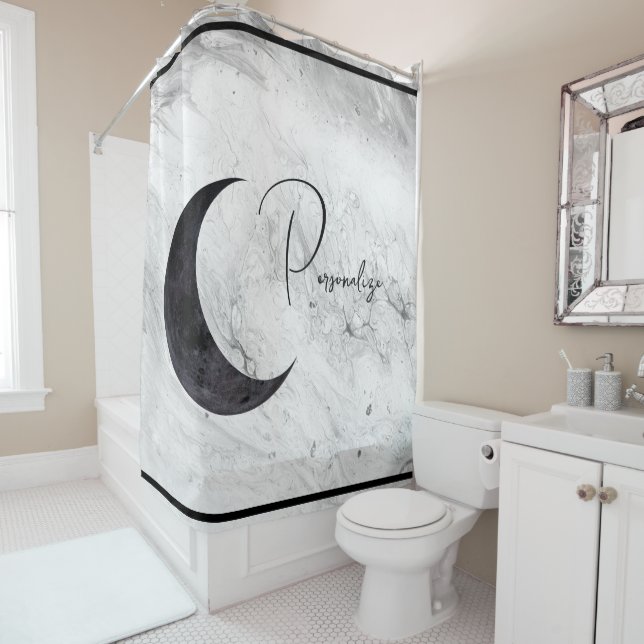 Crescent Moon - Douche personnalisée Rideau Marbre (En situation)