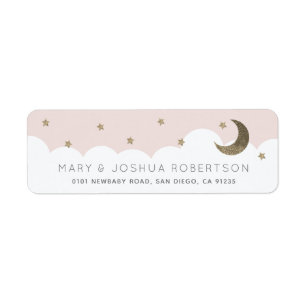 Crescent Moon & Etoiles Blush Pink Étiquette