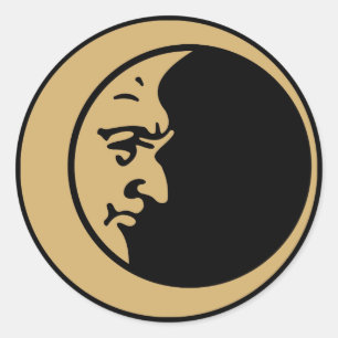 Crescent Moon Face Classic Round Sticker