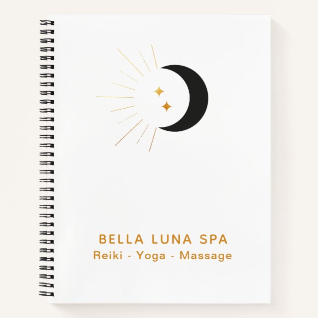 *~*  Crescent Moon Gold Moon Beams Twinkle Stars Notebook (Front)